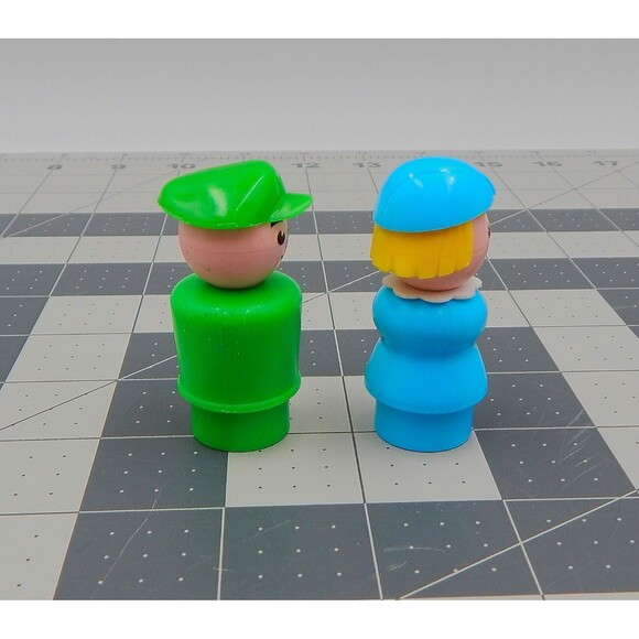 Fisher Price Little People Toys Lot 2 Tall Stewardess Pilot Light Blue Green - Picture 4 of 6